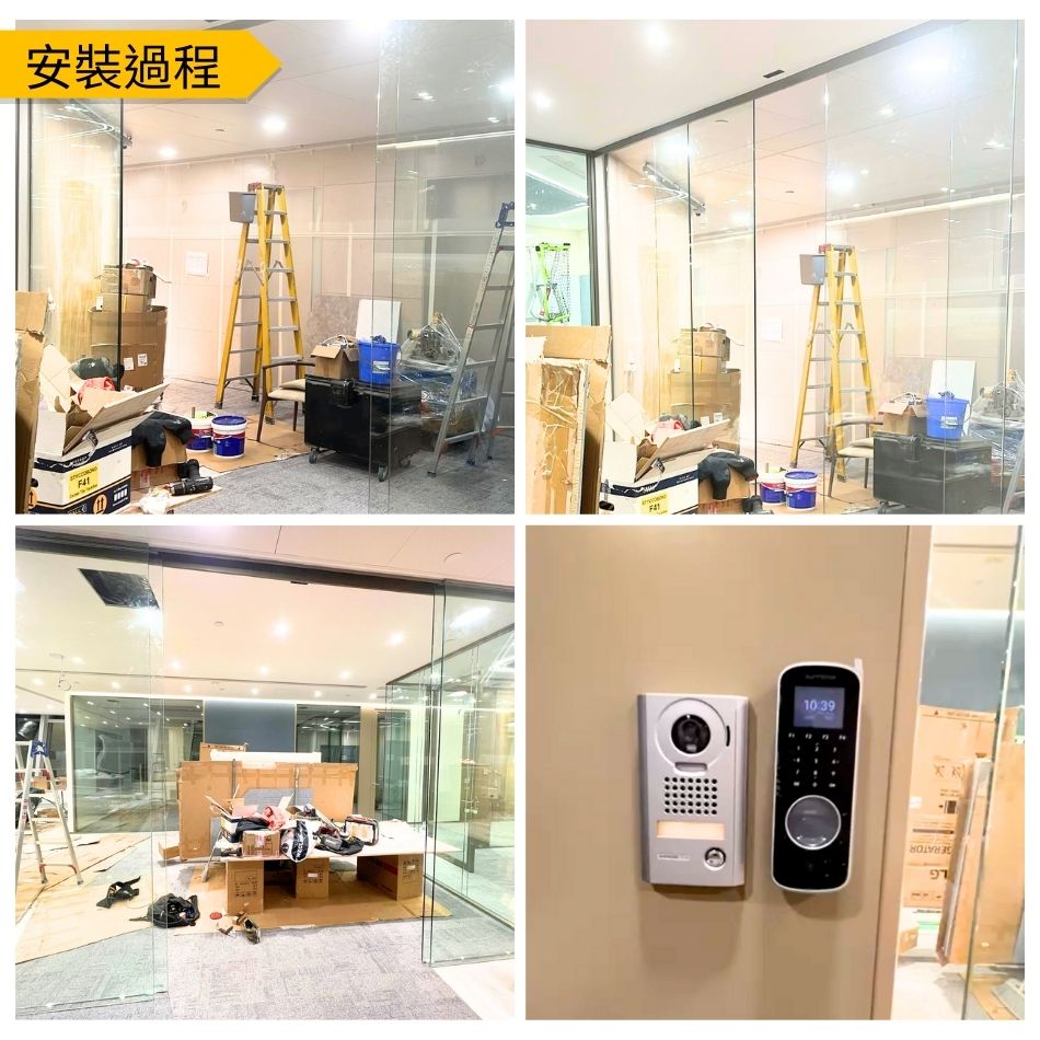 寫字樓自動門-office密碼開門-人瞼識別自動開門系統-NFC拍卡自動門-中環陸海通大廈寫字樓自動玻璃門2