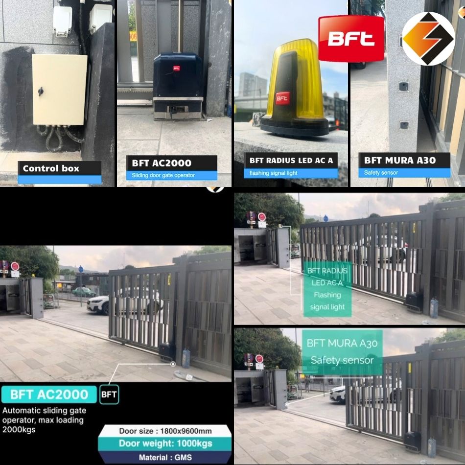 屋苑停車場出入口自動閘工程-大棠路111號新盤住宅項目 BFT AC2000 趟閘機 Sliding gate operator2