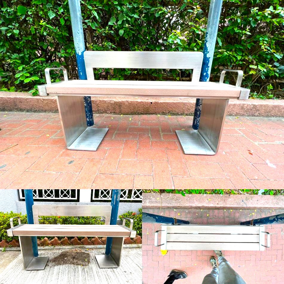 訂造及安裝戶外公園凳-巴士站長椅-戶外公共休憩設施-Outdoor-Steel-Furniture-户外木鋼櫈座椅-休閒花園椅-MTR港鐵巴士站凳6