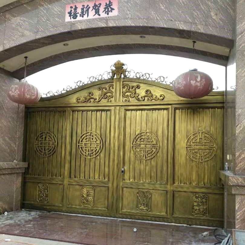 訂造花園停車場大閘自動趟門-訂製電閘門-automatic-gate-特製獨特花款大閘4
