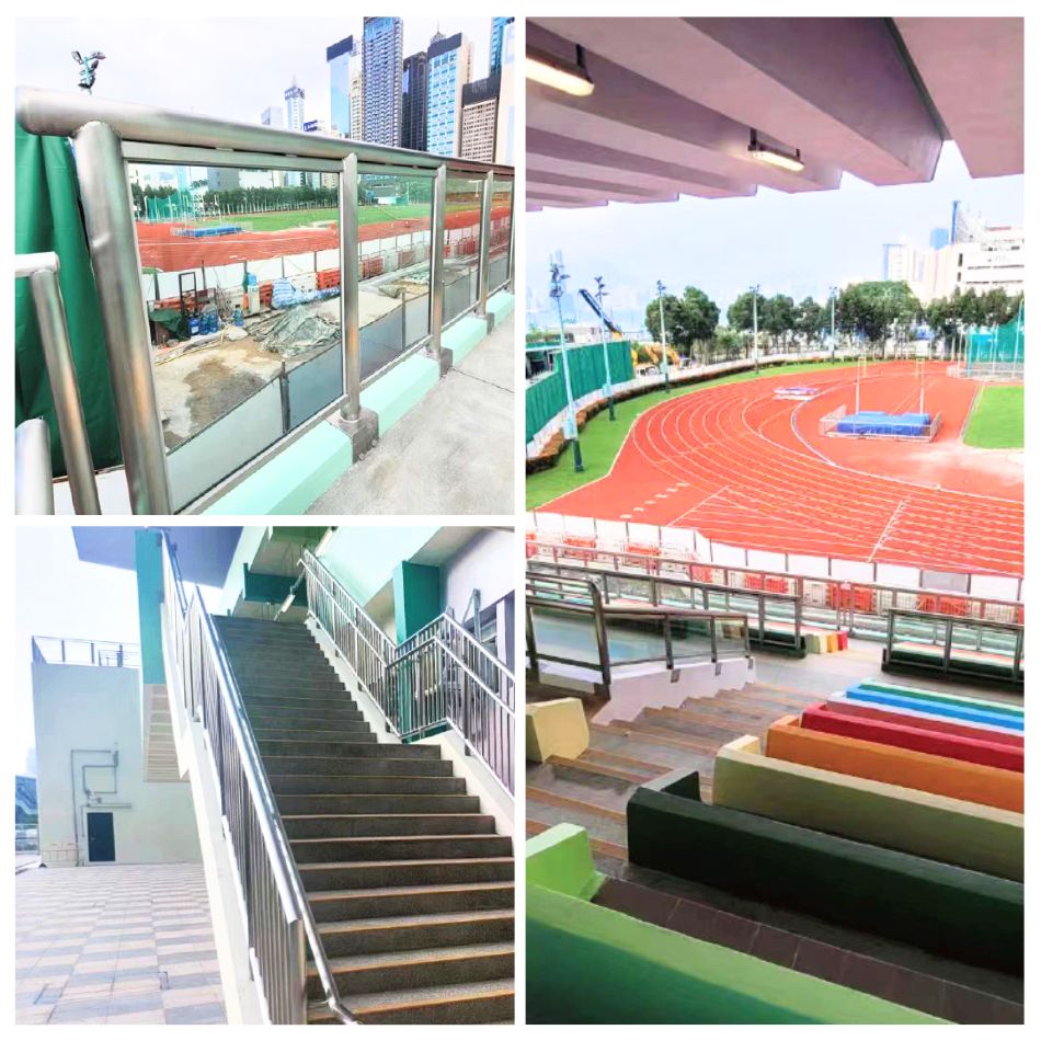 設計生產安裝建築加建玻璃工程-灣仔運動場看台玻璃欄杆2