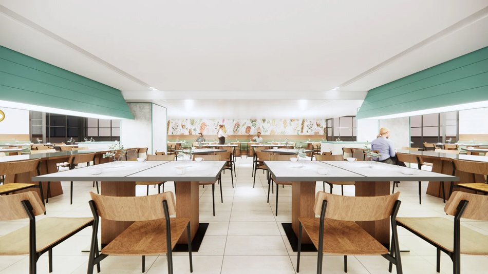 餐廳裝修設計工程-現代餐廳設計-香港餐廳裝修設計費用報價-三亞君悅酒店-員工餐廳5