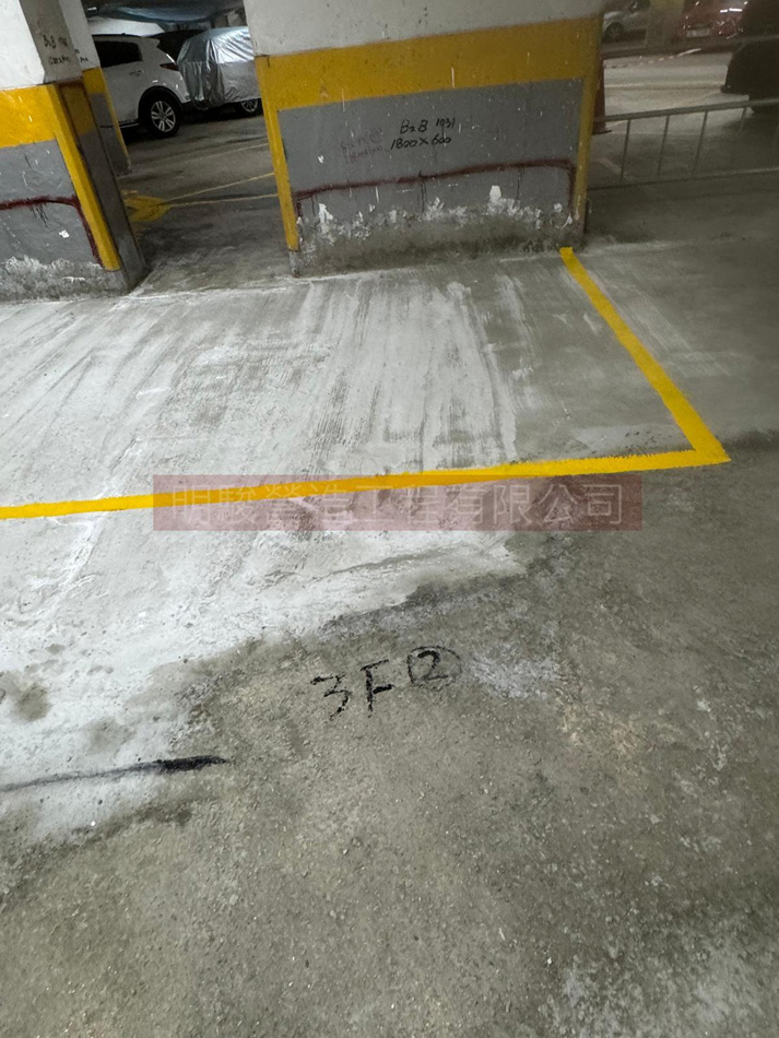 麗城花園停車場路面劃線-車位標線翻新-車位劃線翻新-車位黃線工程-道路標記工程-Car-Park-Lines-and-Signs2