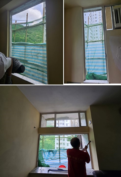 黃大仙翠竹花園住宅鋁窗工程實例-小型工程公司-換窗搭棚價錢D1