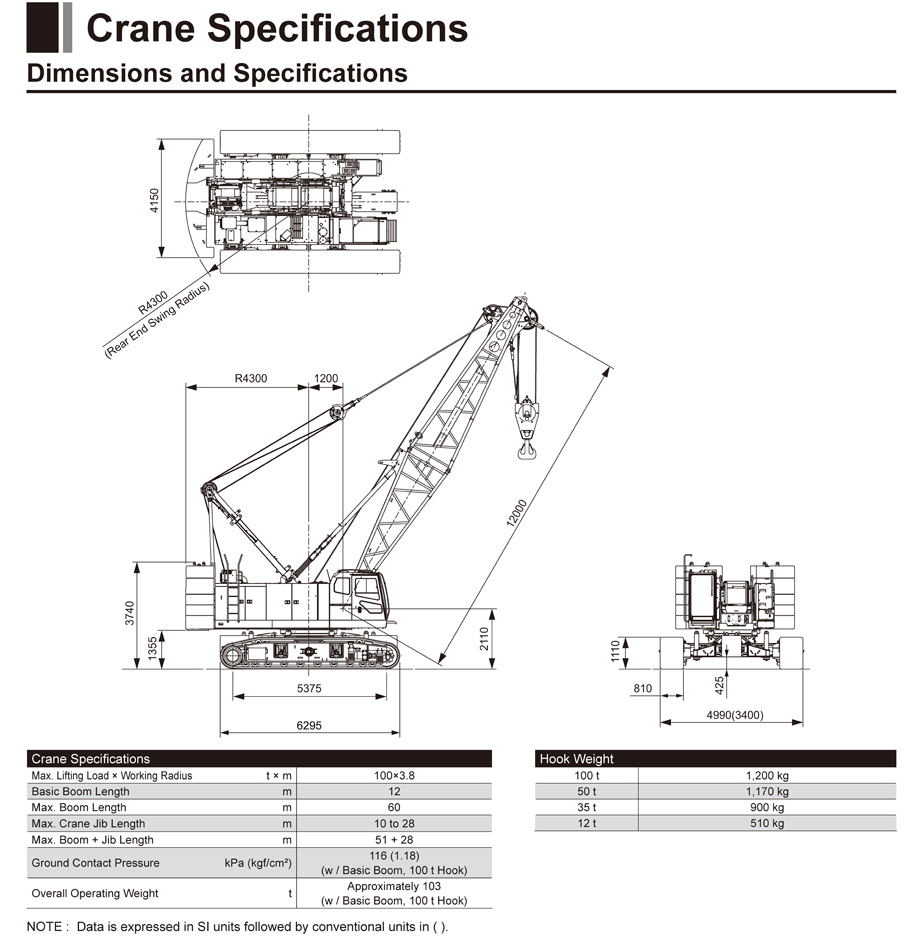 HSC-Cranes-100噸豬籠臂履帶吊機SCX1000A-3租售-履帶式固定吊臂起重機-住友Sumitomo履帶式吊機4