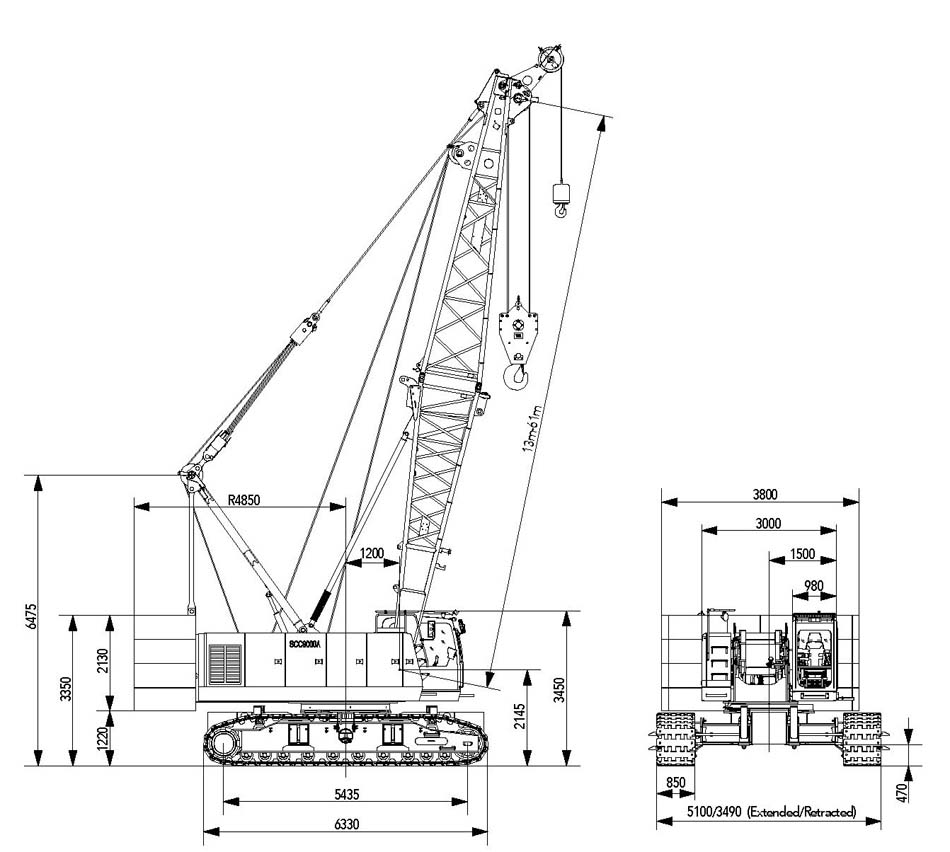 SANY三一90噸履帶吊機租售-SCC900A-租豬籠JIB-鏈板吊車租用-豬籠臂履帶式吊機租賃-Crawler-Crane-日租流動式起重機-月租履帶起重機-5